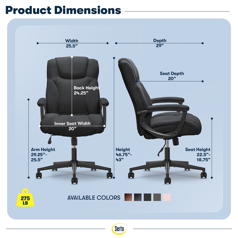 Serta Connor Office Chair Black Microfiber