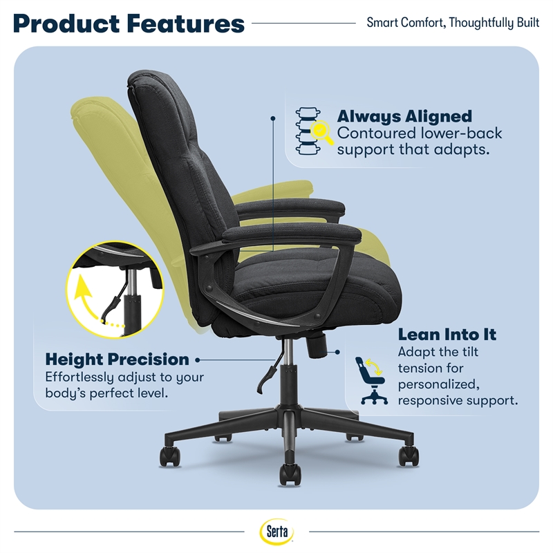 Serta Connor Office Chair Black Microfiber