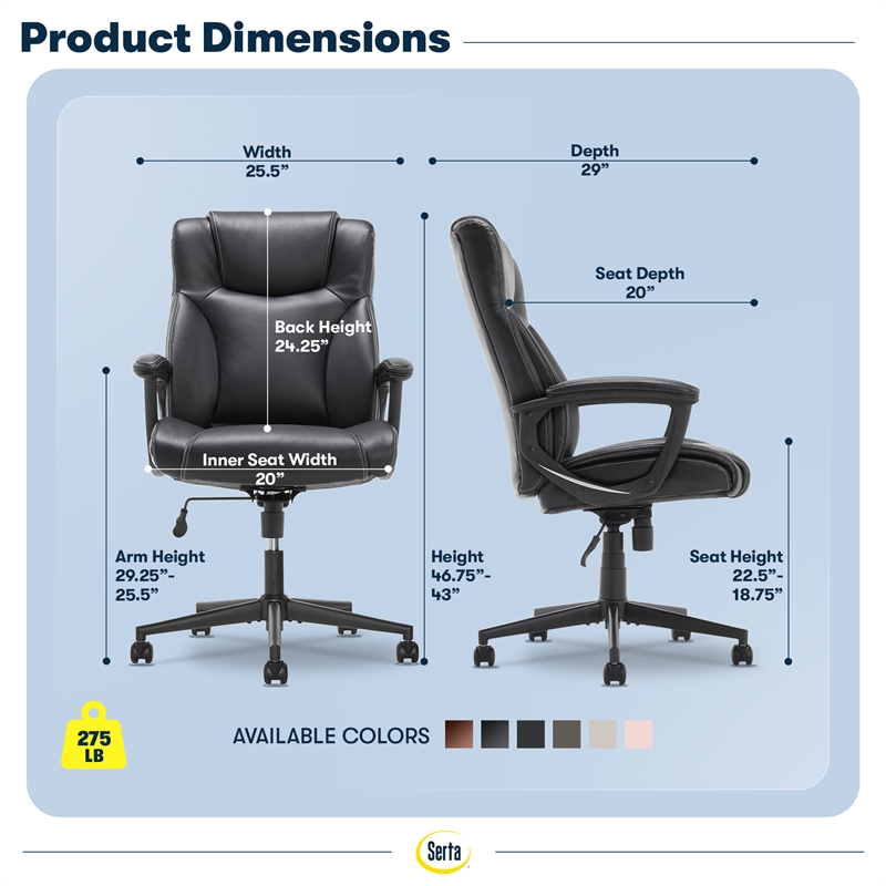 Serta Connor Office Chair Black Bonded Leather