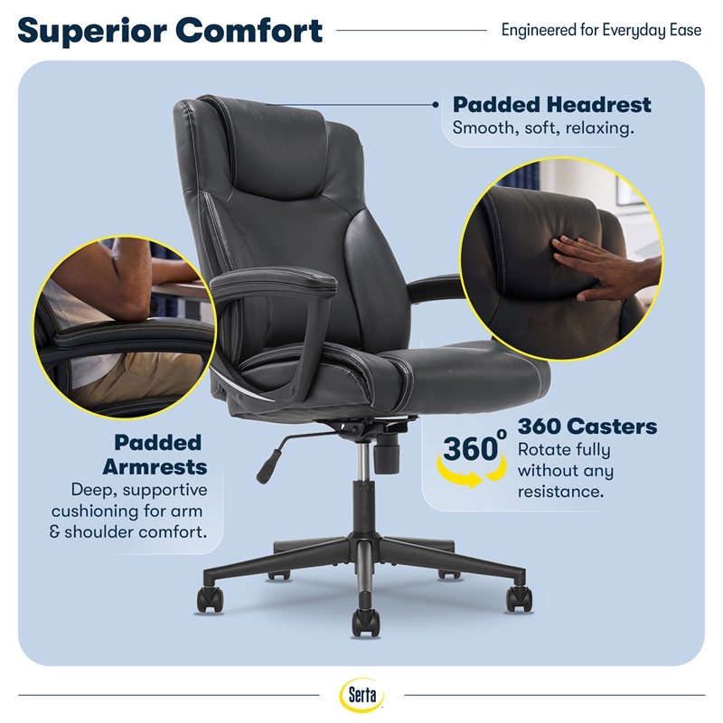 Serta Connor Office Chair Black Bonded Leather
