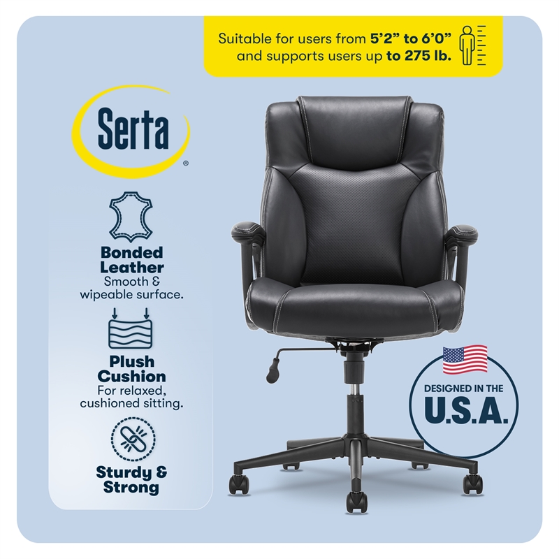 Serta Connor Office Chair Black Bonded Leather
