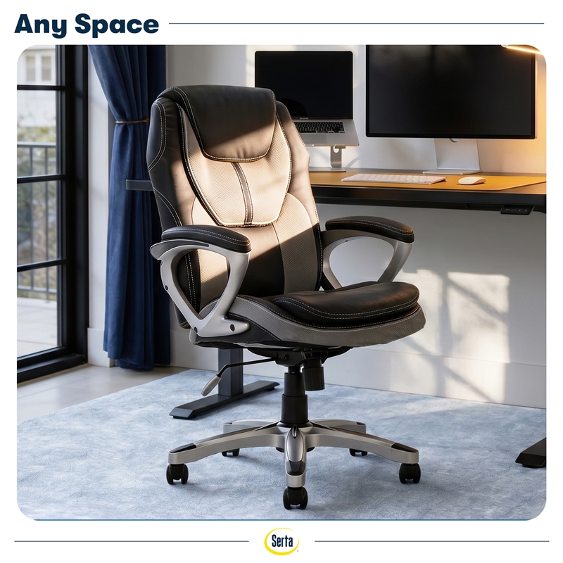 Serta Amplify Executive Office Chair Faux Leather and Mesh Gray