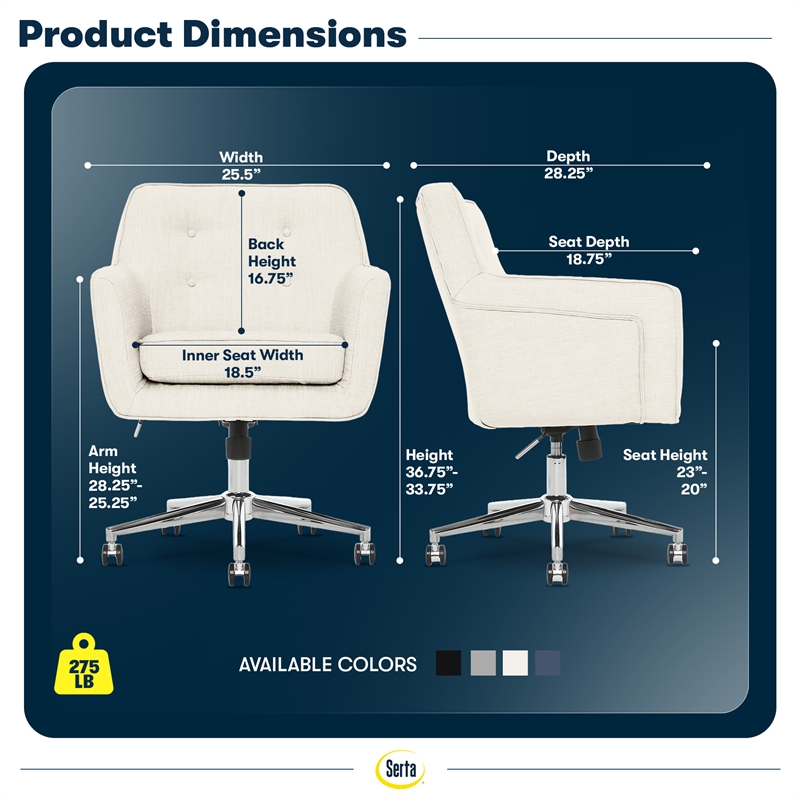 Serta Ashland Home Office Chair Ivory