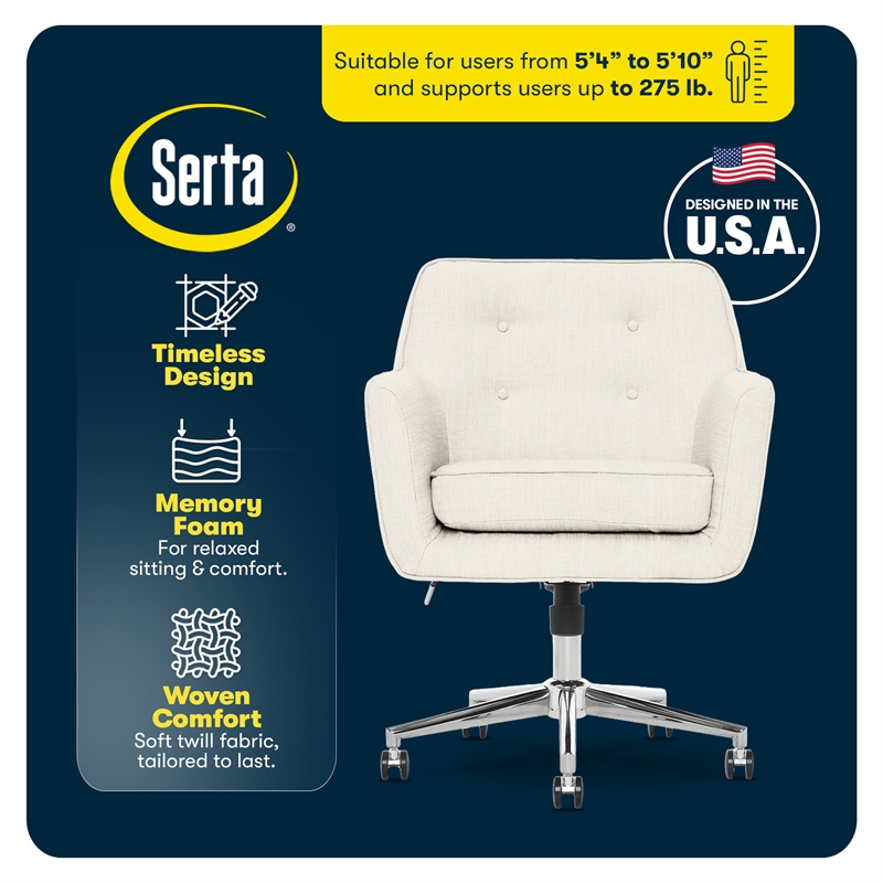 Serta Ashland Home Office Chair Ivory