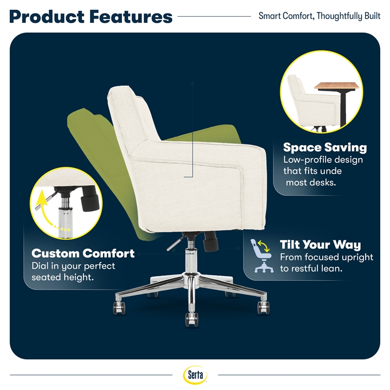 Serta Ashland Home Office Chair Ivory