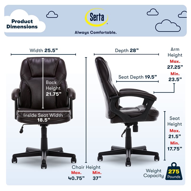 Serta Mitchell Managers Office Chair Roasted Chestnut Brown