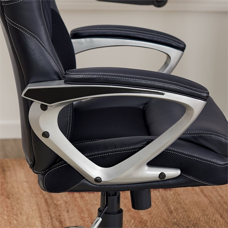 Serta Office Chair In Puresoft Black, Serta Faux Leather Office Chair