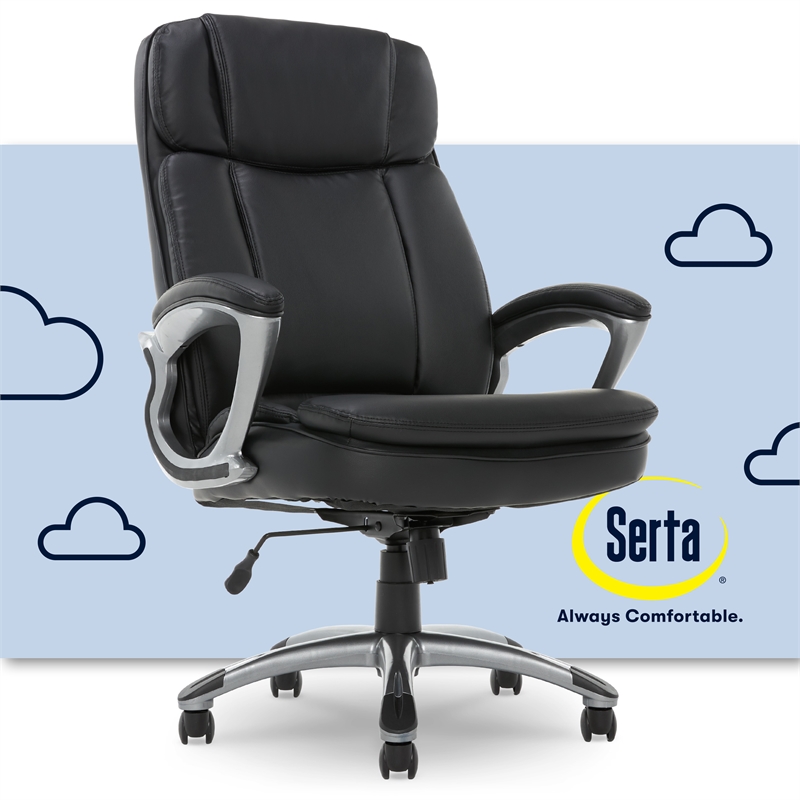 Serta Fairbanks Big and Tall Executive Office Chair Black Bonded Leather |  