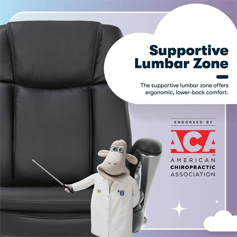 Serta Fairbanks Big and Tall Executive Office Chair Black Bonded Leather