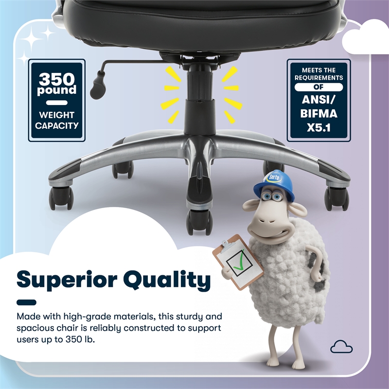 Serta Fairbanks Big and Tall Executive Office Chair Black Bonded Leather