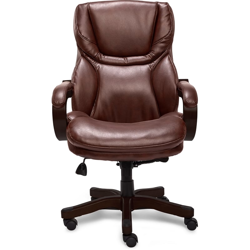 Serta Executive Office Chair in Brown Bonded Leather 840391205598 | eBay