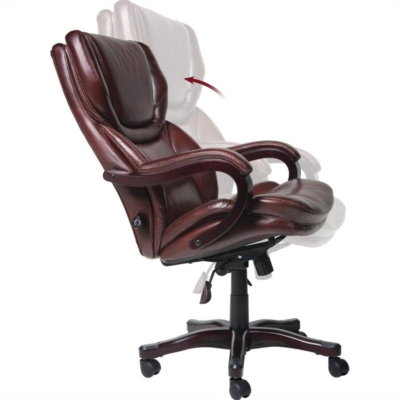 Serta Executive Office Chair in Brown Bonded Leather 840391205598 | eBay