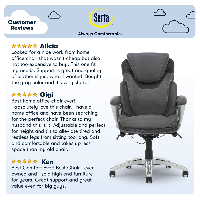 Serta Works Ergonomic Desk Chair, Chestnut
