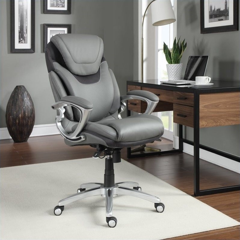 Serta AIR Executive Office Chair Grey Bonded Leather | Cymax Business