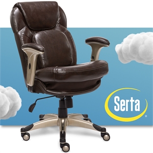 serta back in motion office chair brown bonded leather