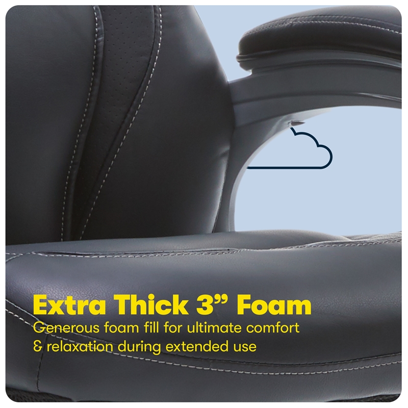 Serta Delvin Wellness by Design Executive Office Chair Bonded Leather Black