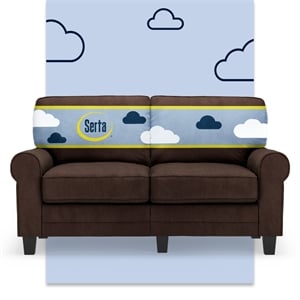 Serta Copenhagen 61&quot Rolled Arm Loveseat Sofa with Removable Covers Brown