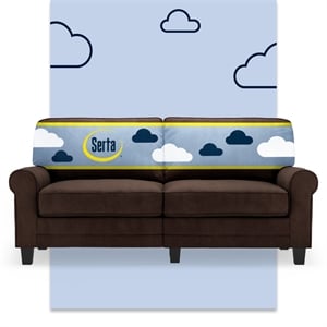 Serta Copenhagen 73&quot Rolled Arm Sofa with Removable Covers Brown
