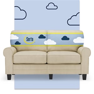 Serta Copenhagen 61&quot Rolled Arm Loveseat Sofa with Removable Covers Tan