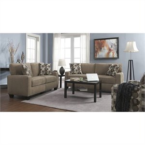 2 Piece Fabric Sofa Set in Platinum