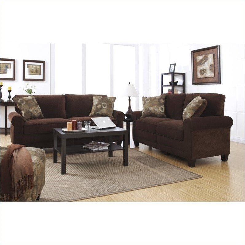 Serta RTA Trinidad 2 Piece Fabric Sofa Set in Chocolate