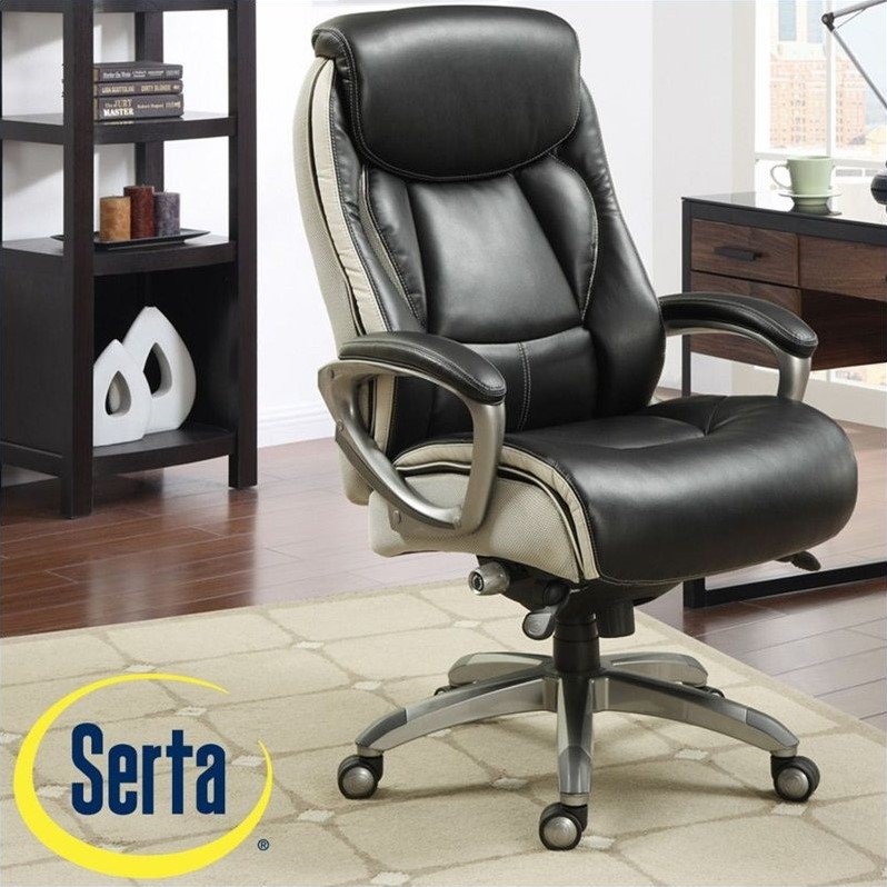 Ergonomic Leather Executive Office Chair In Black