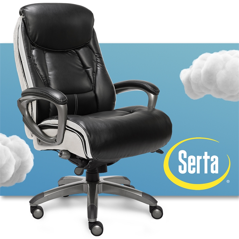 Serta Smart Layers Ergonomic Leather, Serta Black Leather Office Chair