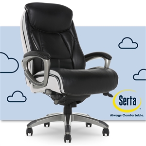 serta lautner executive office chair black bonded leather and white mesh