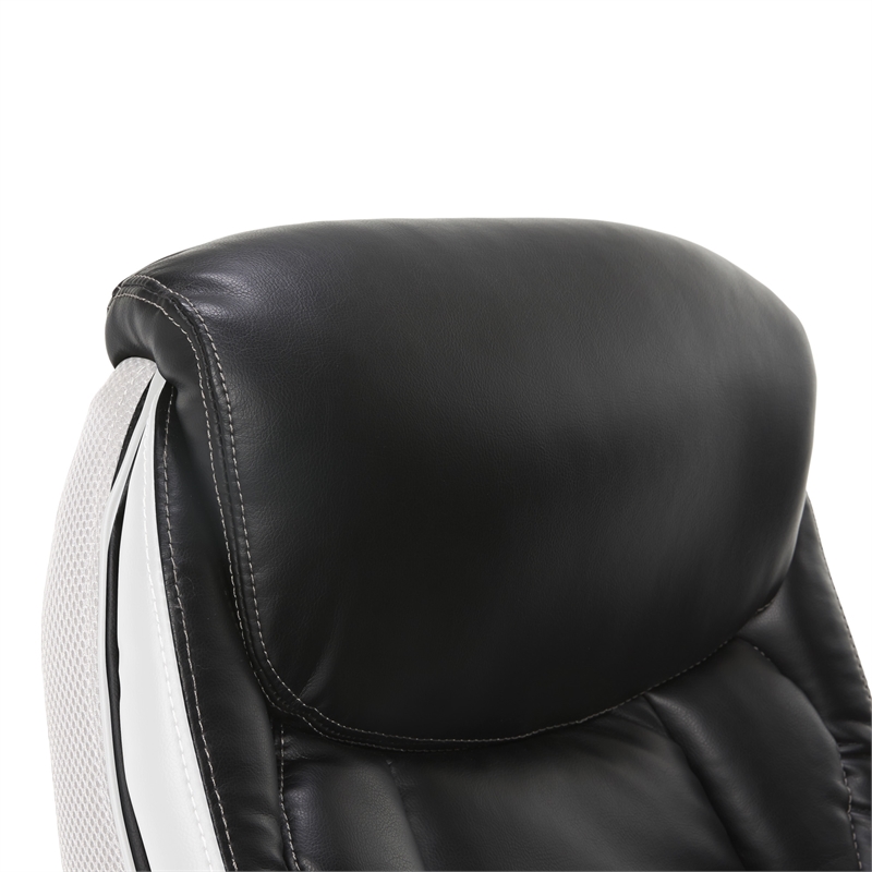 Serta Lautner Executive Office Chair Black Bonded Faux Leather and White Mesh