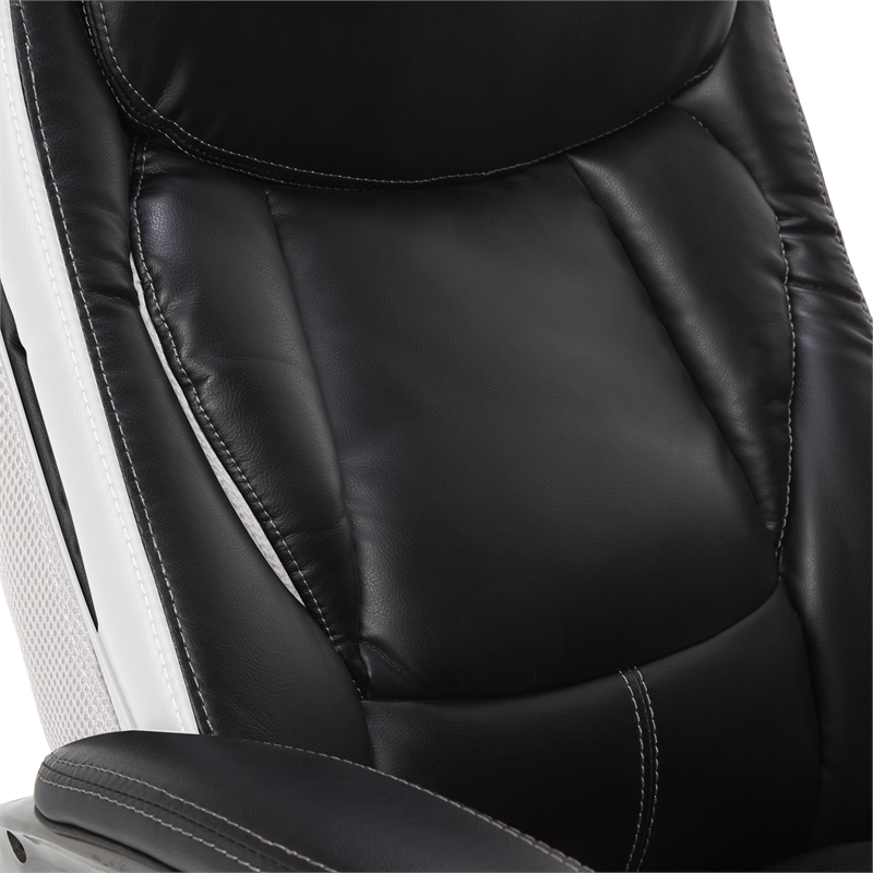 Serta Lautner Executive Office Chair Black Bonded Faux Leather and White Mesh