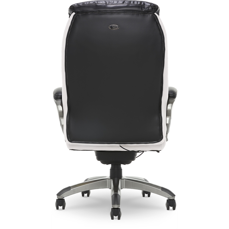 Serta Lautner Executive Office Chair Black Bonded Faux Leather and White Mesh
