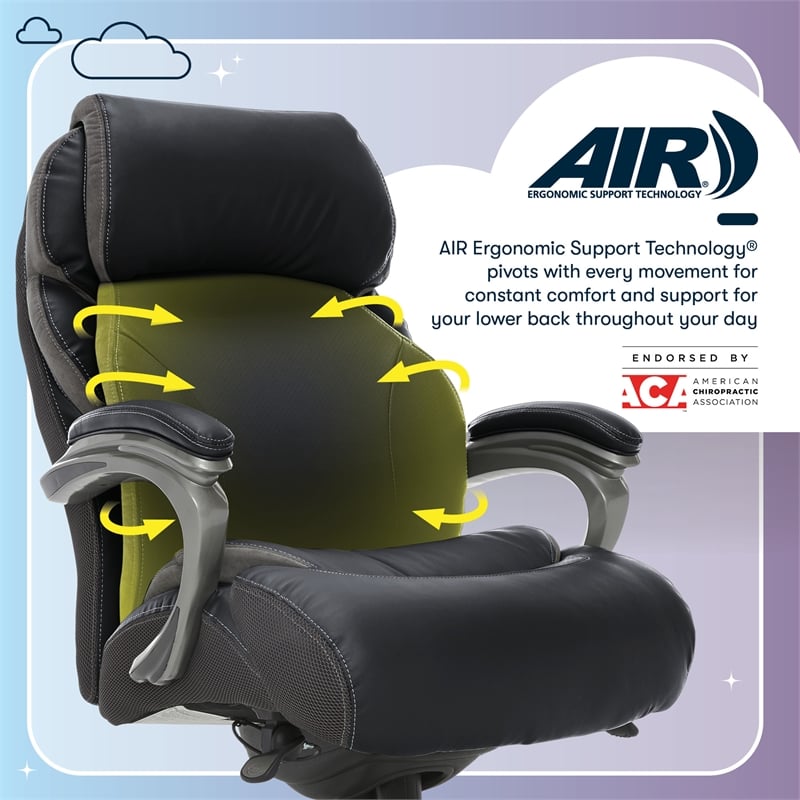 Serta Jackson Big and Tall Faux Leather Executive Office Chair in Black