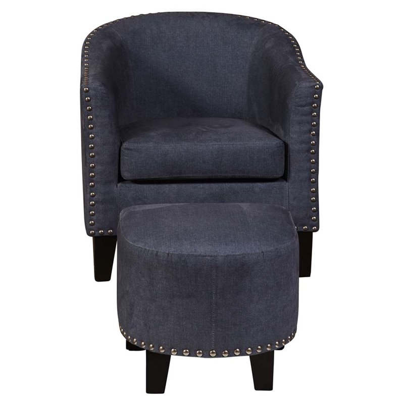 PRI Accent Chair and Ottoman in Vintage Denim Blue