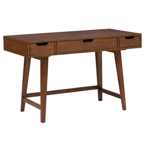 homefare mid-century wood writing desk in walnut brown