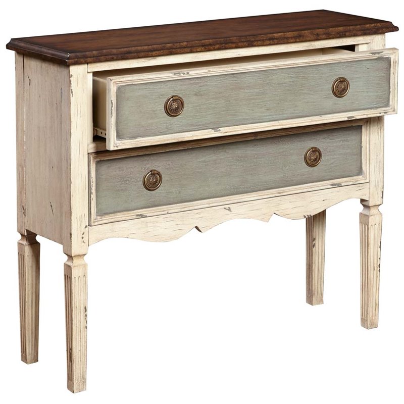 PRI Maris 2 Drawer Hall Chest in Distressed White DSP017066
