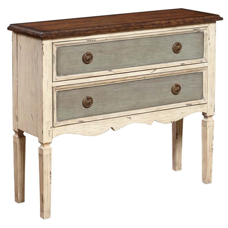PRI Maris 2 Drawer Hall Chest in Distressed White DSP017066