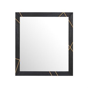 home fare wood and metal inlay dresser mirror in black and gold