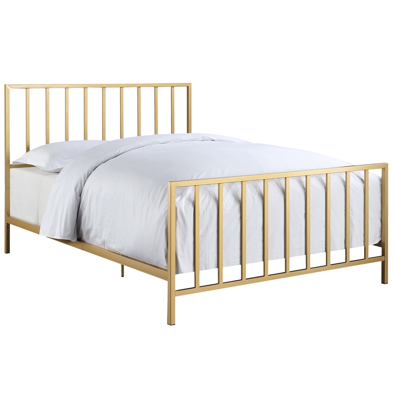 Home Fare Slat Style Queen Metal Bed In Brushed Gold 605876294265 Home Fare Slat Style Queen Metal Bed In