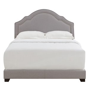 Home Fare Shaped Back Upholstered King Bed in Smoke Grey