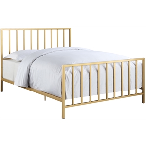 home fare slat style king metal bed in brushed gold