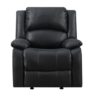 Home Fare Fabric Upholstered Wall Hugger Manual Recliner in Black