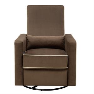 home fare plush reclining glider with swivel base in coffee brown