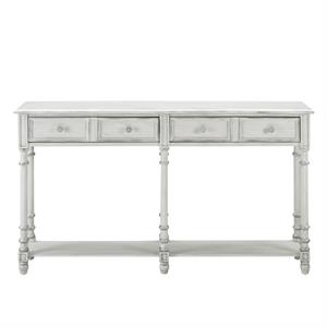 home fare two drawer tall hall console table in antique white