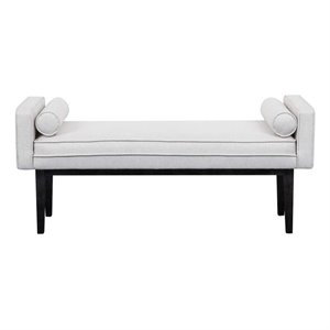 Home Fare Upholstered End of Bed Bench in Natural White