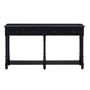 home fare two drawer tall hall console table in modern black