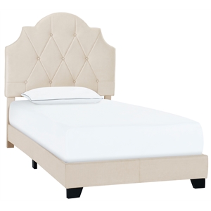 Tufted Twin One Box Saddle Back Bed in Cream