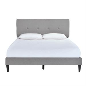 Home Fare MidCentury Modern Queen Platform Bed in Gray Fabric