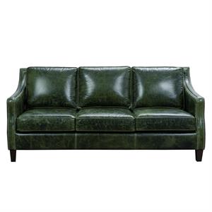 home fare miles leather sofa in fescue green