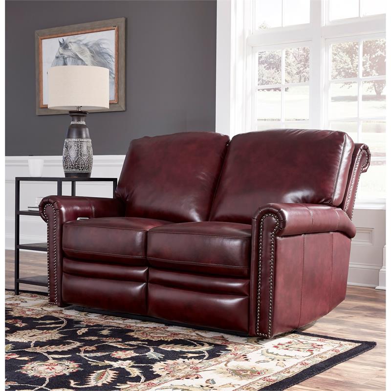 Burgundy leather loveseat online recliner