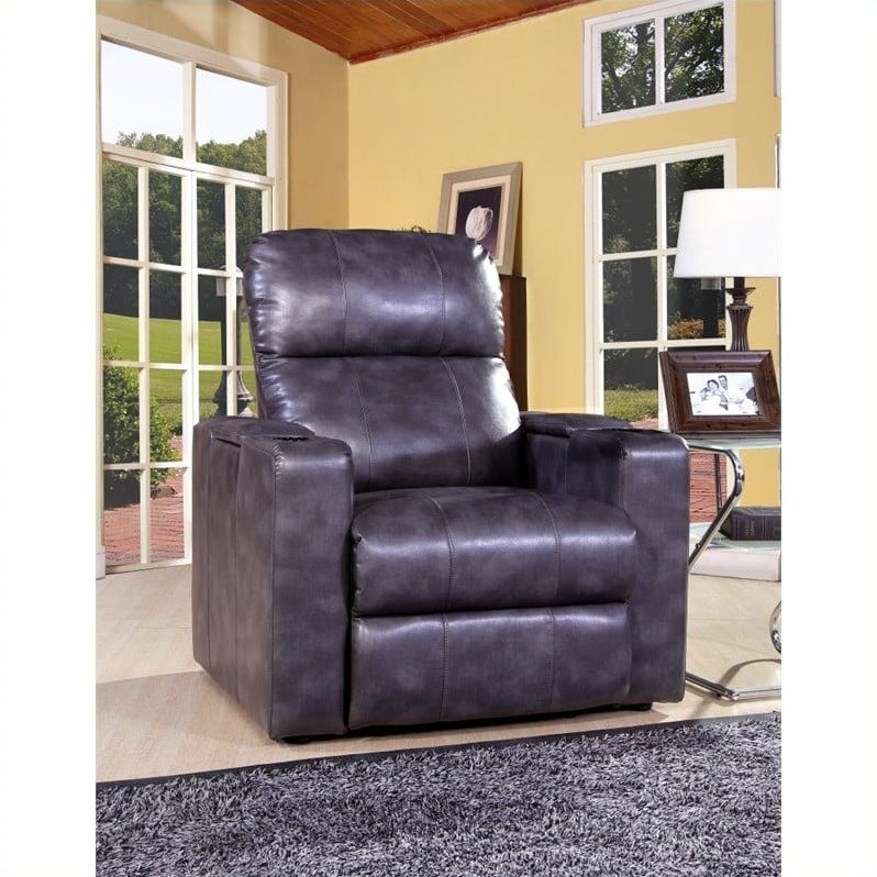 PRI Larson Leather Power Recliner in Gray   1985 178 110